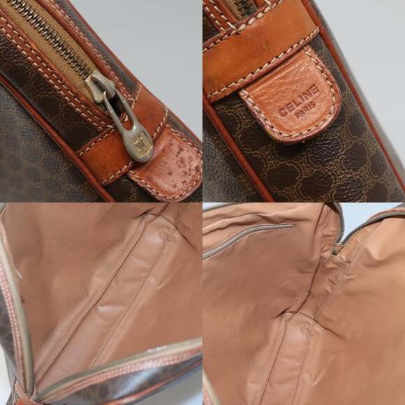 CELINE Macadam Canvas Hand Bag Pvc Leather Brown Gold - Picture 11 of 12